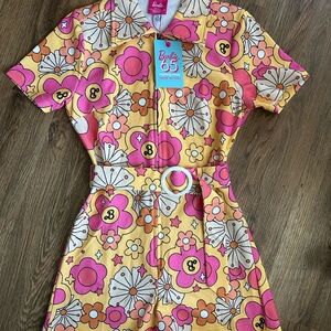 Rare Barbie Pink and Yellow Retro Floral Jumpsuit
